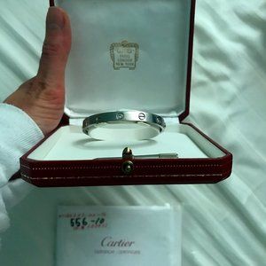 Cartier 6 Diamond 18KT White Gold Love Bracelet  - Small - Size 16 - LIKE NEW!